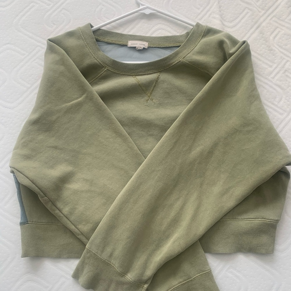 Olive Cropped Crew Neck with Mesh Back